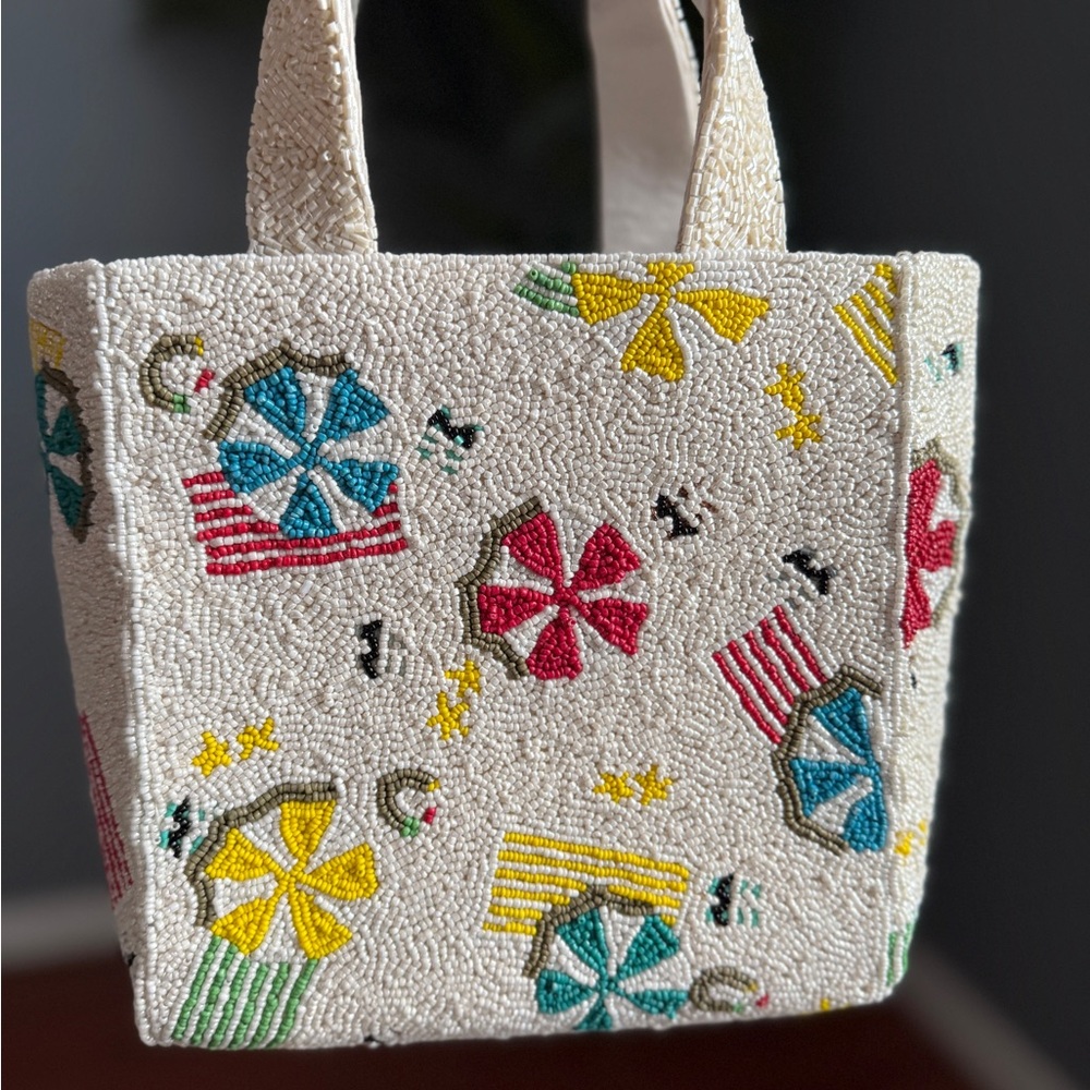 Beach Theme Beaded Tote Bag